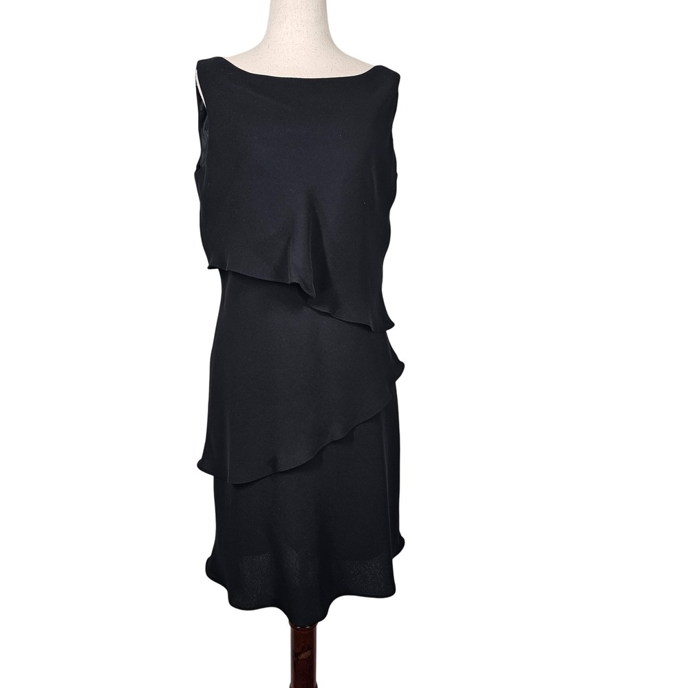Jones New York Dress Womens 8 Black Sleeveless Tiered Layered Little Black Dress